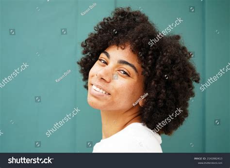 Beautiful Young Black Woman Natural Hair Stock Photo 2142882413