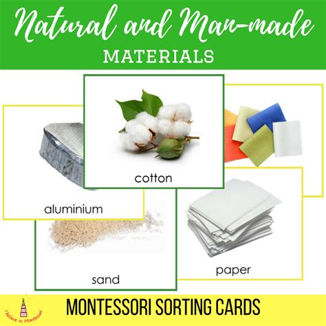 Natural And Man Made Materials Sorting Cards Montessori Science