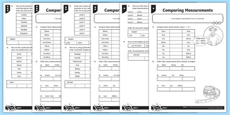 Comparing Lengths Differentiated Worksheet / Activity Sheets
