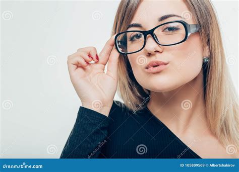 Beauty Fashion Model Girl Wearing Glasses Stock Image Image Of