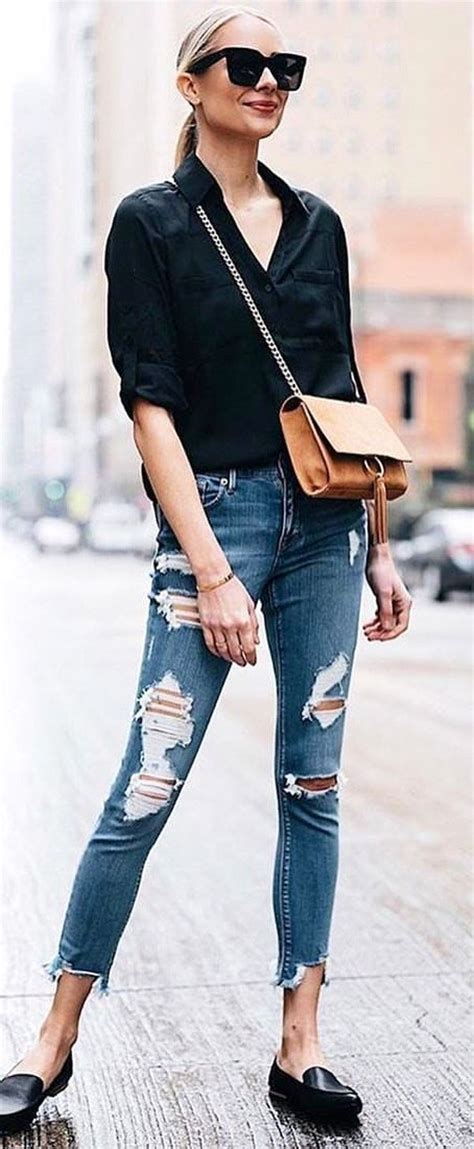 100 Beautiful Spring Outfits That Always Looks Fantastic Black Shirt