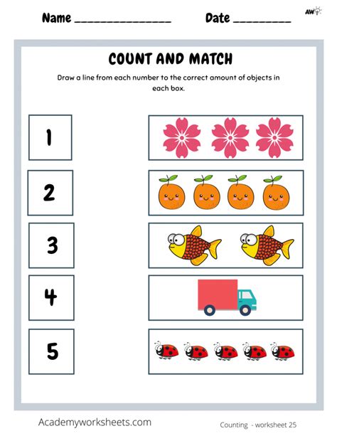 Count And Match Numbers 1 5 Worksheets Academy Worksheets 1a4