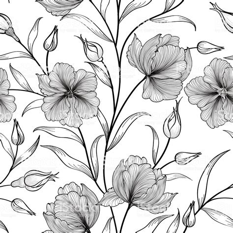 Floral Seamless Pattern Flower Background Flourish Garden Sketch
