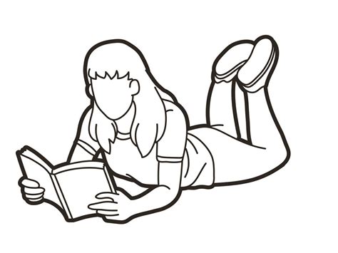 A Woman Lay Down And Reading A Book 6649489 Vector Art At Vecteezy