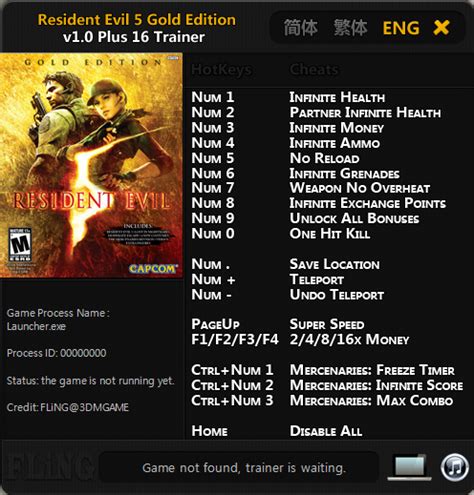 These resident evil 5 cheats are designed to enhance your experience with the game. Resident Evil 5: Gold Edition Trainer ~ All Cheats Game