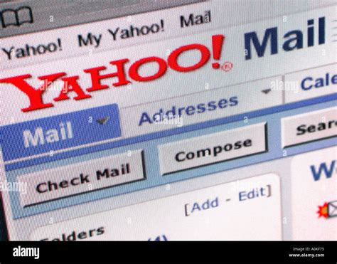 A Computer Screen Showing Yahoo Mail Stock Photo Alamy
