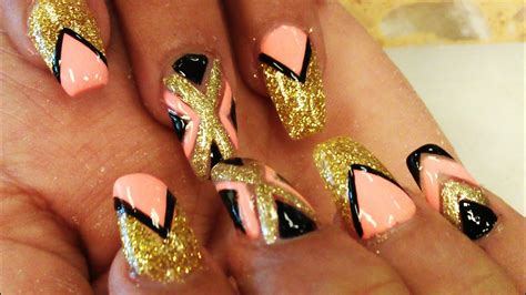 HOW TO COFFIN SHAPED NAILS GOLD & BLACK - YouTube Celebrities like cardi b and rihanna flaunt their coffin nail designs on social media to the delight of their followers.