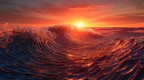 Premium Ai Image Sunset Over The Water Waves Crash On Sandy Summer