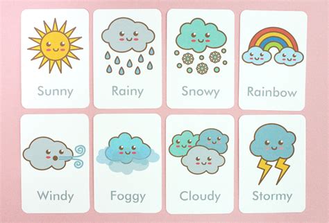 Free Printable Weather Flash Cards Preschool Weather Weather