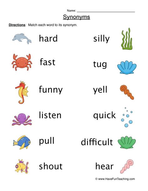 Synonyms Matching Worksheet By Teach Simple
