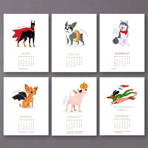 2021 Dogs Calendar 2021 Dogs Art Wall Calendar Dogs Breed Illustrated
