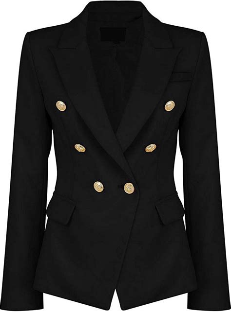 Womens Double Breasted Military Style Blazer Ladies Coat Jacket Us4