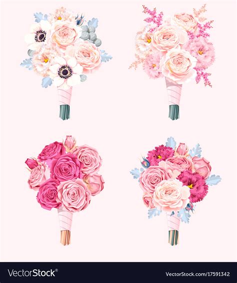 Set Of Wedding Bouquets Royalty Free Vector Image