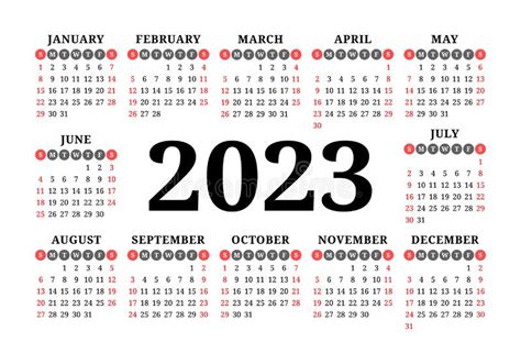 Vector Calendar 2023 Year Set Landscape Design Stock Vector