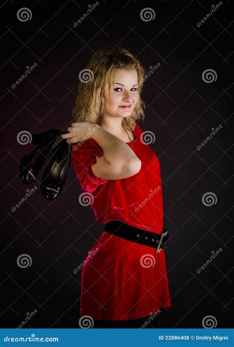 Blonde In Red Dress Stock Photo Image Of Flower Lovely 22886408