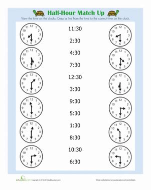 half hour worksheet educationcom time worksheets