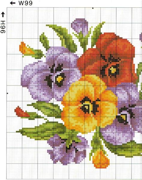 Crochet patterns keroppi pixel art templates stitch cartoon sanrio characters. Free Cross stitch pattern Pansies | DIY 100 Ideas
