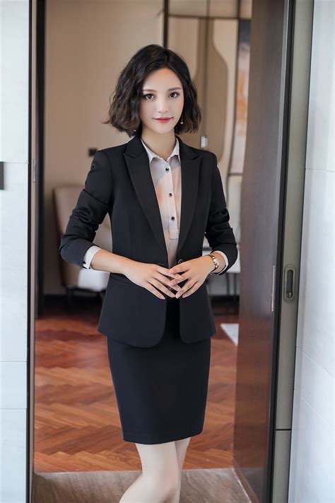 2020 Female Work Business Womens Skirt Suits Set For Women Blazer