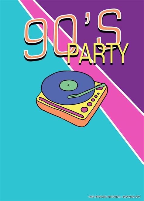 90s Party Invitation Template Free