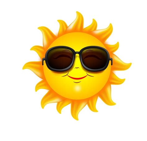 Sol Sonriente Con Sol Sonriente Vibrante Con Gafas De Sol Azules Frescas Vector Illustratih