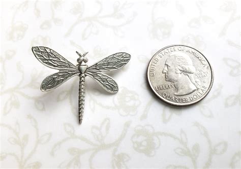 Set Of 2 Silver Dragonfly Lapel Pins Brooch Woodland Spring Etsy