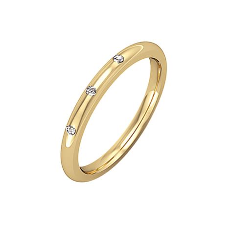 18ct Yellow Gold 2mm Trilogy Diamond Wedding Ring Tst038di