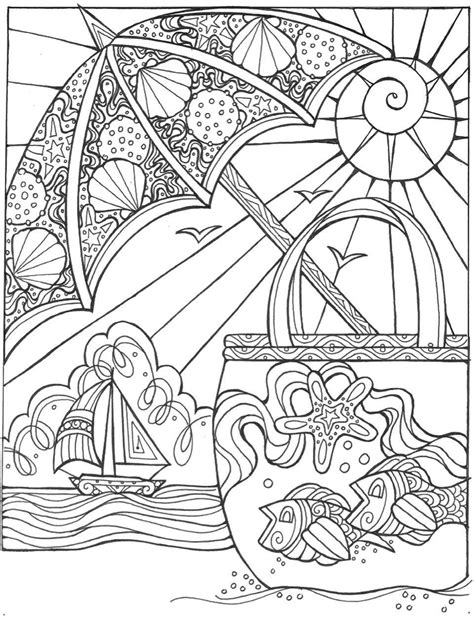 beach coloring page for adults