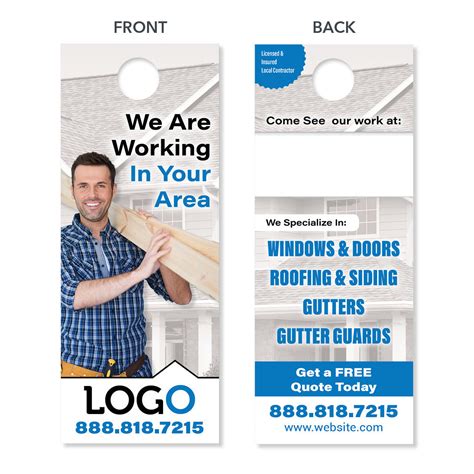 Remodeling Contractor Door Hanger Designed And Printed Free Shipping