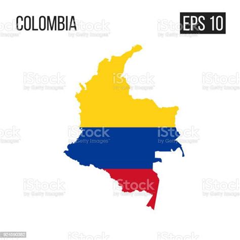 Columbia Map Border With Flag Vector Eps10 Stock Illustration
