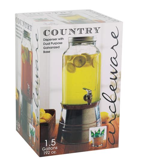 Circleware Country Beverage Dispenser With Dual Purpose Galvanized Base