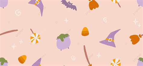 Cute Pastel Colored Halloween Element Seamless Pattern Background