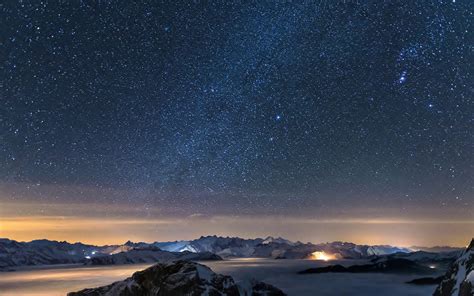 Nature Mountain Galaxy Night Landscape Fog Stars Ultrahd 4k Wallpaper