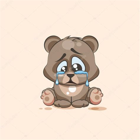 Isolated Emoji Character Cartoon Sad And Frustrated Bear Crying Tears