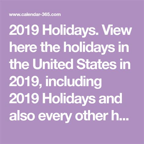 2019 Holidays View Here The Holidays In The United States In 2019