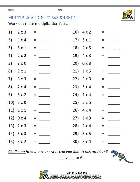 Printable Math Multiplication Worksheets