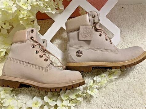 Rare Light Pink Timberland Womens Boots W Rose Gold Accents Ebay