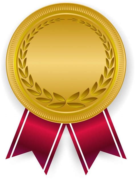 Medalla De Oro 3d En Blanco Y Cinta Roja Premium Vector Freepik