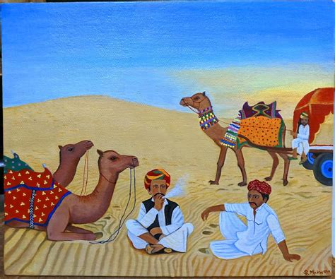 Desert Life In Rajasthan India Painting By Shreyas Makwana Fine Art