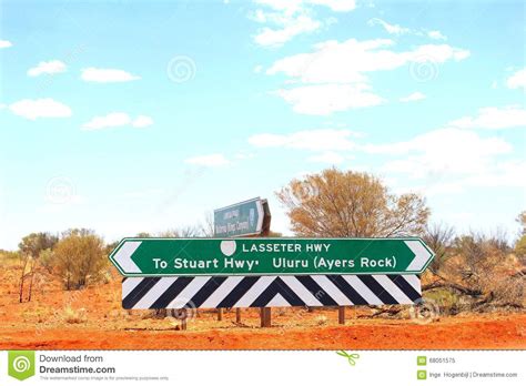Signage To Stuart Highway And Uluru Ayers Rock Australia Stock Image