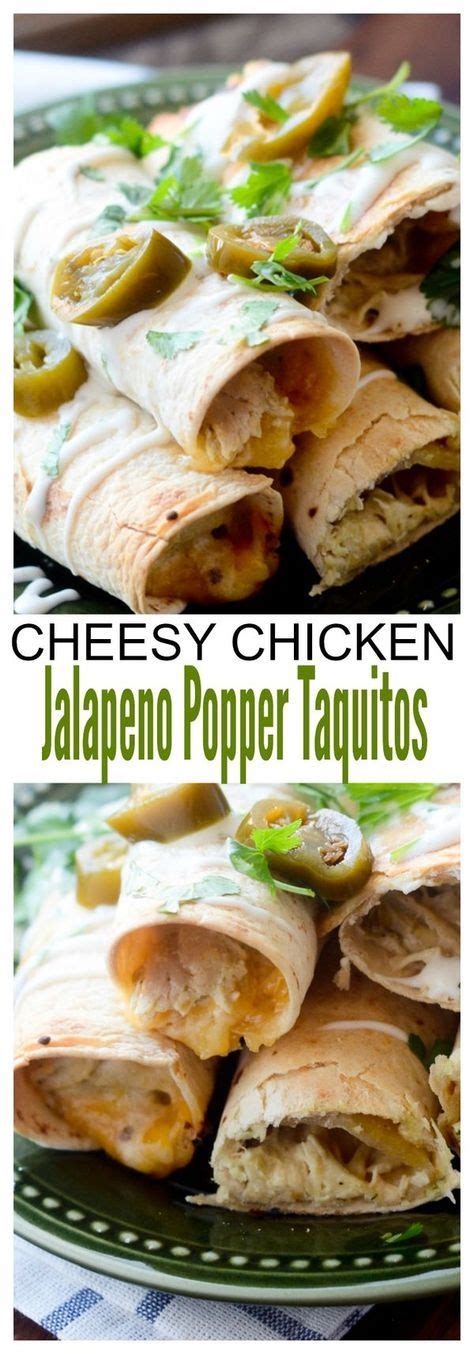 Remember, the heat is in the seeds and membranes. Cheesy Chicken Jalapeno Popper Taquitos - Recipe Diaries ...