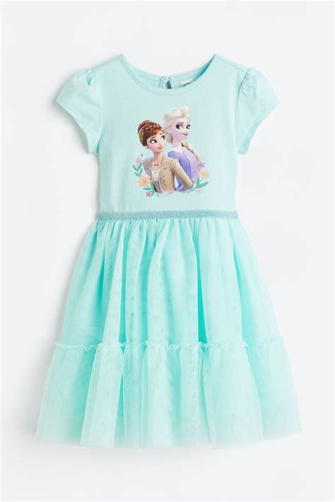 Print Tulle Dress Light Turquoisefrozen Kids Handm Au