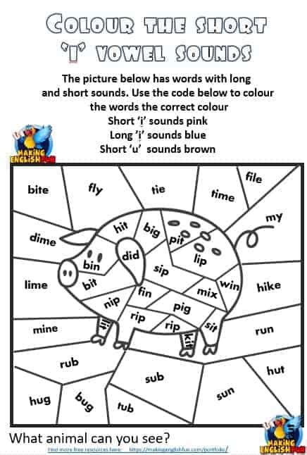 Long Short Vowel Valentines Coloring Page By Say And Color Short Vs