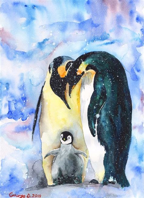 Penguins Watercolor Print Of The Original Watercolor Painting Art