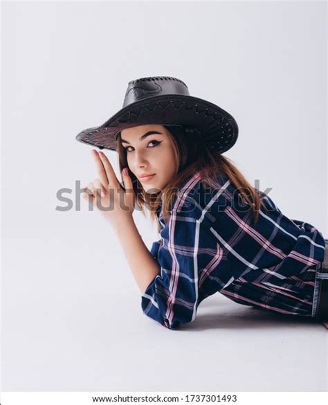 Sexy Woman Cowboy Hat Portrait On Stock Photo 1737301493 Shutterstock