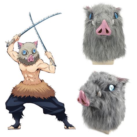 Hashibira Inosuke Cosplay Facepiece Anime Demon Slayer Pig Head Props