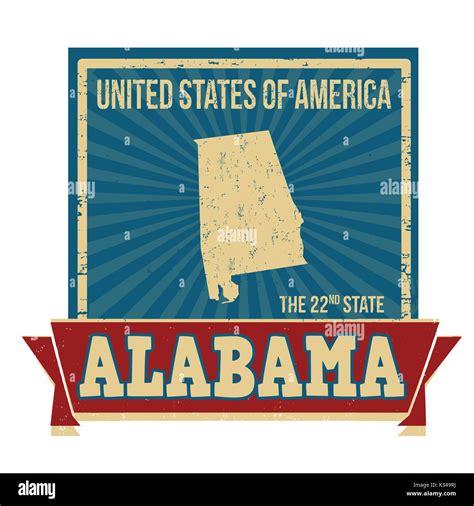 Grunge Rubber Stamp With The Name And Map Of Alabama Vector