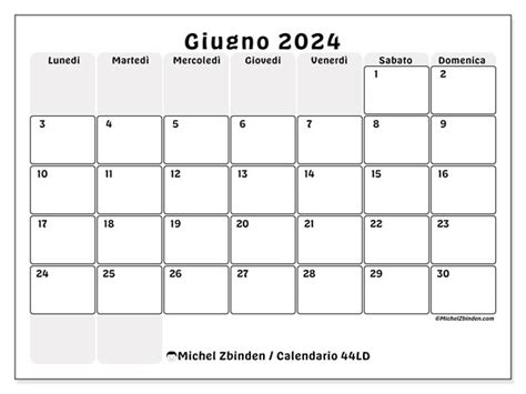 Calendario Giugno 2024 Da Stampare “44ld” Michel Zbinden Ch
