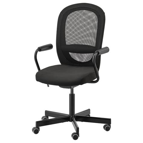 4 ikea plastic chairs, black, on wheels. FLINTAN / NOMINELL Office chair with armrests, black - IKEA