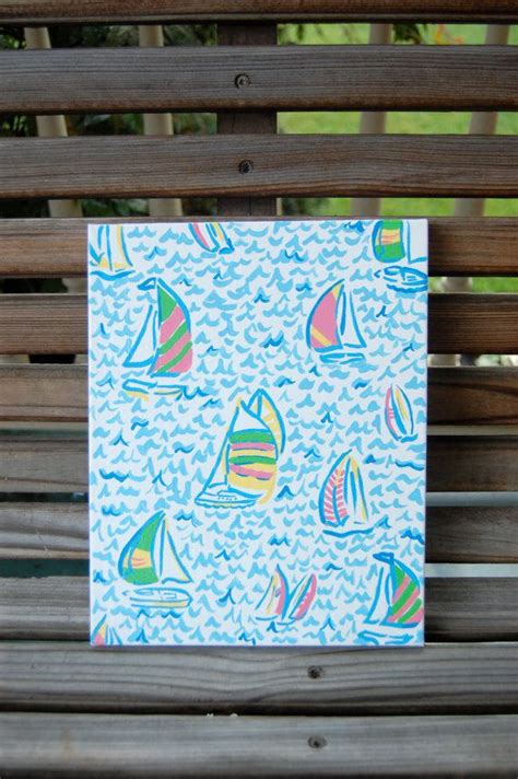 Hand Painted Lilly Pulitzer Inspired Sailboat Canvas Etsy Lilly
