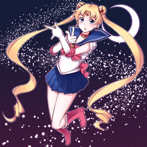 Safebooru Girl Bishoujo Senshi Sailor Moon Blonde Hair Blue Eyes Choker Double Bun Elbow